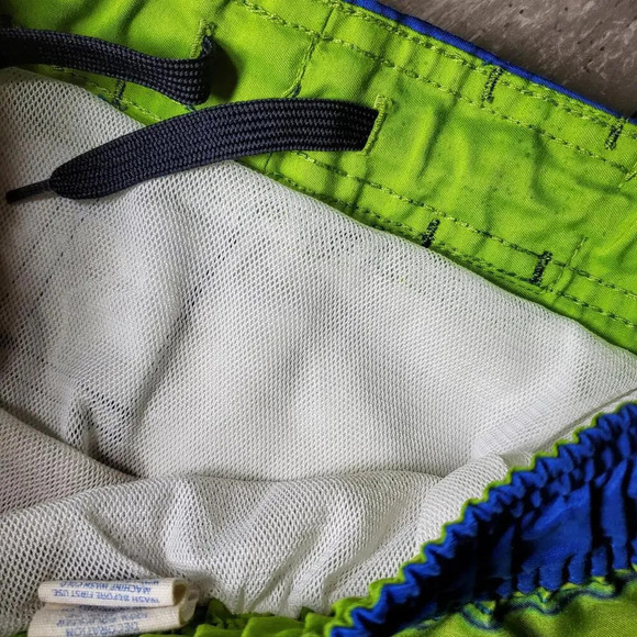 OP Ocean Pacific Green and Blue Boys Swim Trunks Board Shorts Size XS 4-5 EUC - Picture 12 of 14